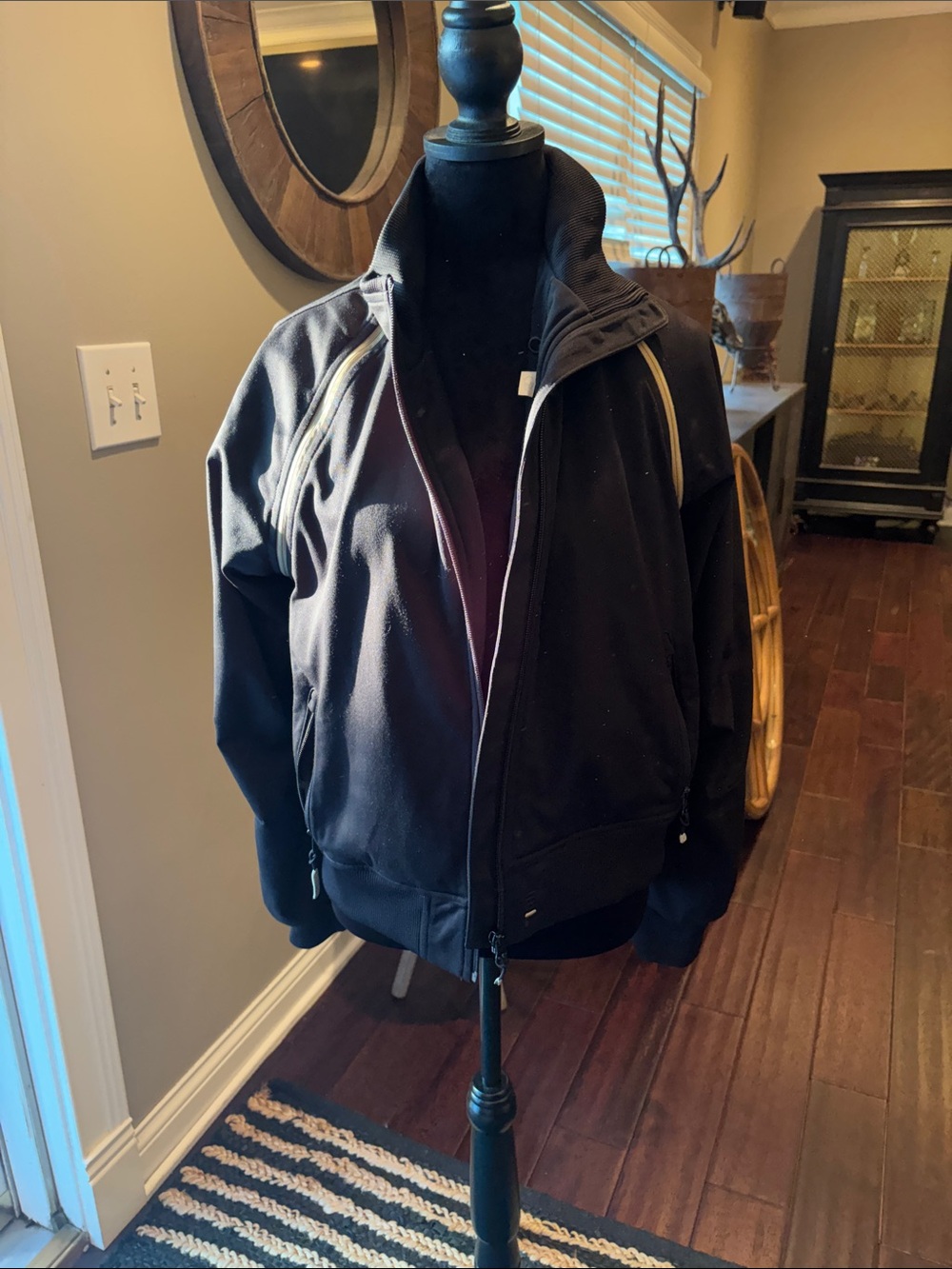 Classic Black Women's Bomber Jacket with Zip Front